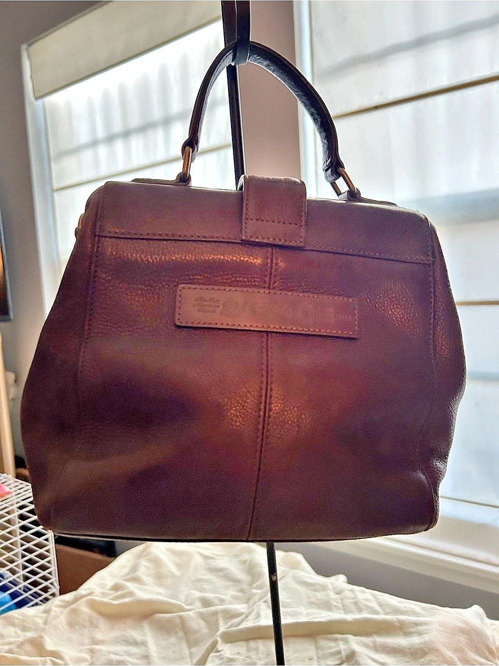 Fossil Vintage Leather Frame Satchel Brown - Picture 2 of 3